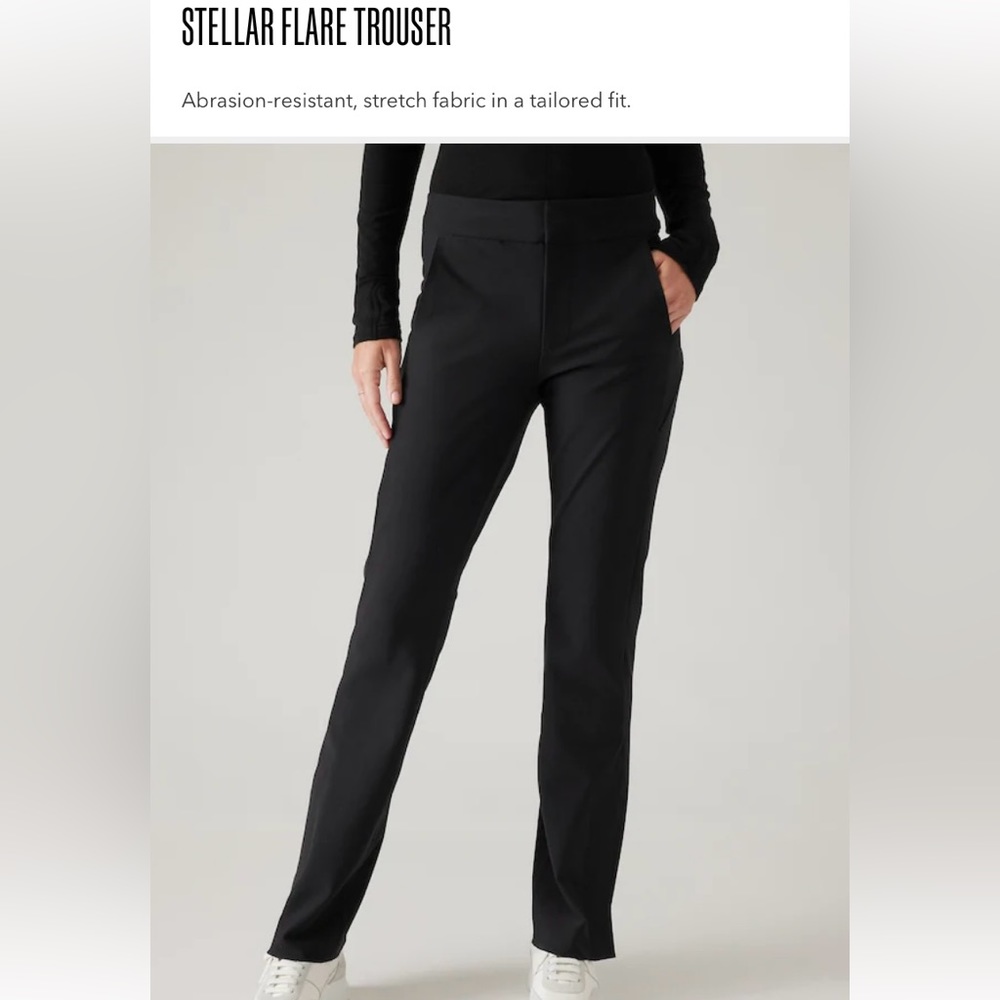 NWT Athleta Stellar Flare Trouser 10 Tall Black workpant yoga